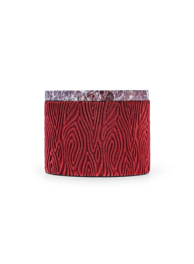 Layers Rosso Levanto Storage Box – Red Natural Marble with Chamois – 28 × 25 × 17.5 cm - Image 3