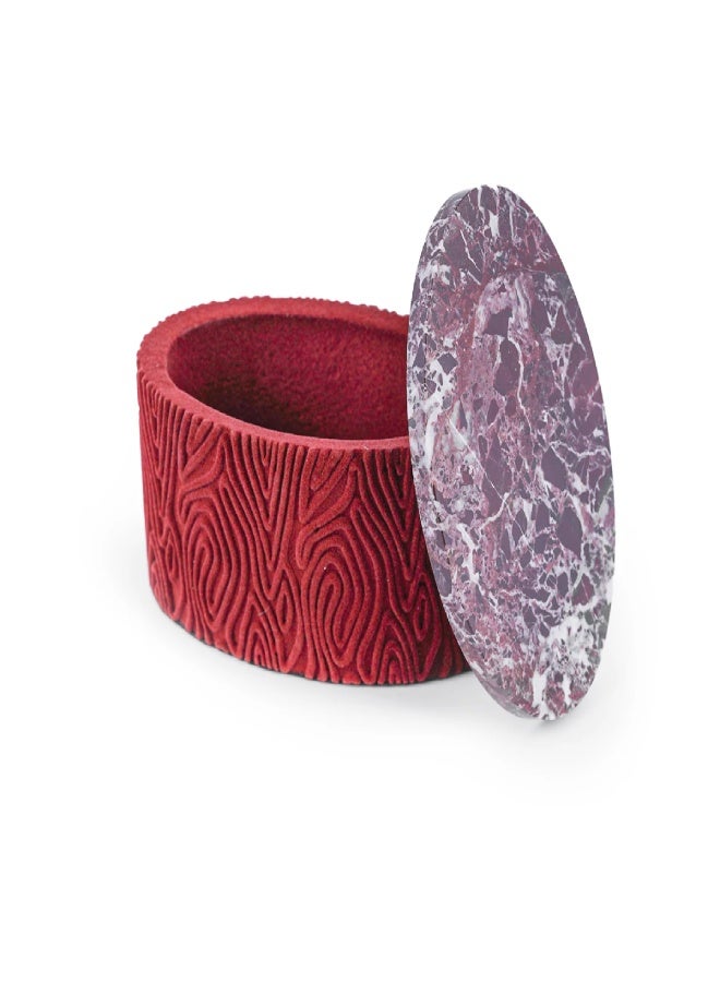 Layers Rosso Levanto Storage Box – Red Natural Marble with Chamois – 28 × 25 × 17.5 cm - Image 2