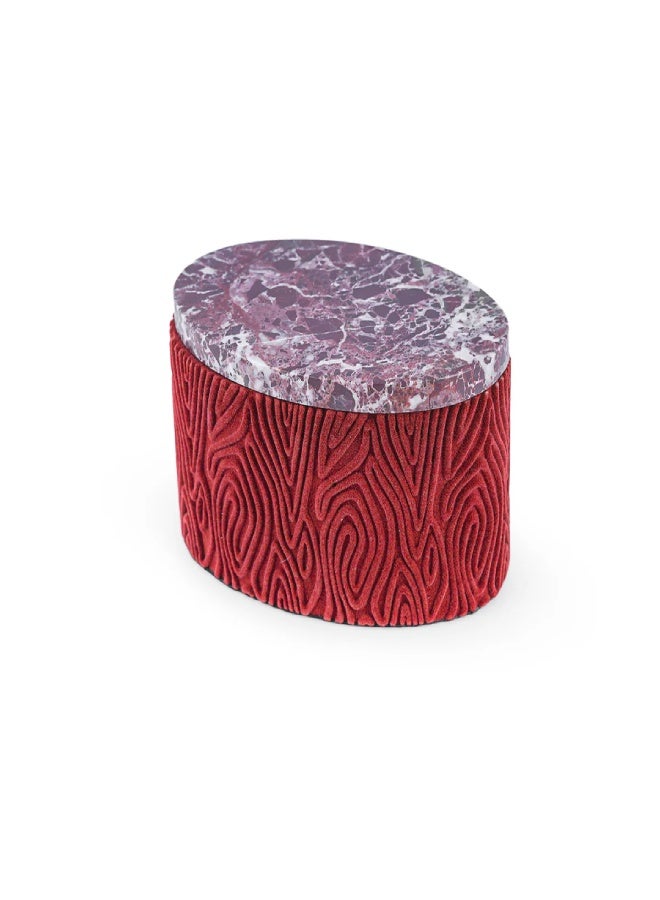 Layers Rosso Levanto Storage Box – Red Natural Marble with Chamois – 28 × 25 × 17.5 cm - Image 1