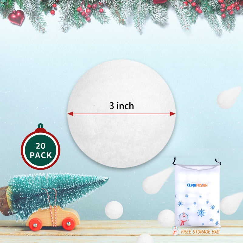 Climafusion 20 Pack Indoor Snowballs Fight Set Parent-Child Interaction Snowball Fights 3 Inch Christmas Winter Holiday Realistic Fake Snow Toys For Indoor And Outdoor Snow Fight Or Toss Game - Image 2