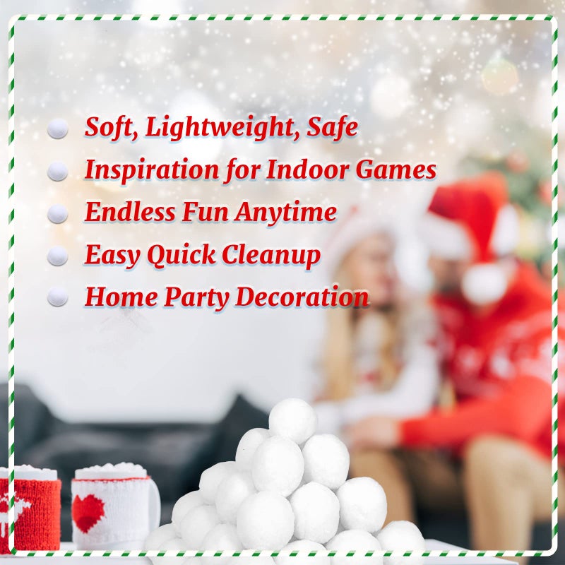 Climafusion 20 Pack Indoor Snowballs Fight Set Parent-Child Interaction Snowball Fights 3 Inch Christmas Winter Holiday Realistic Fake Snow Toys For Indoor And Outdoor Snow Fight Or Toss Game - Image 3