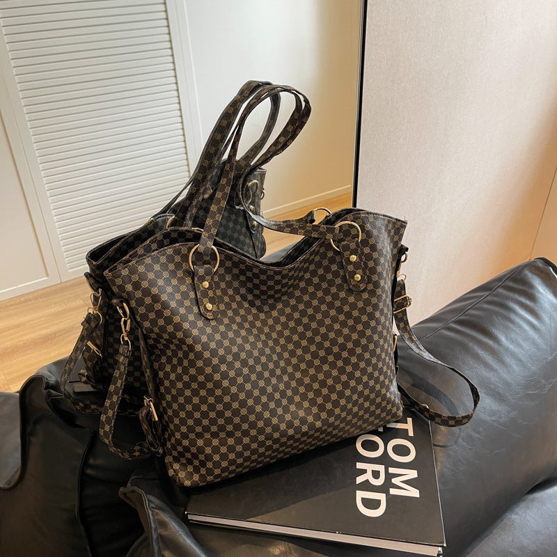 2023 New Large-Capacity Casual Simple Commuter Tote Bag Elegant Fashion Women'S Bag Chessboard Plaid Shoulder Messenger Bag - Image 1