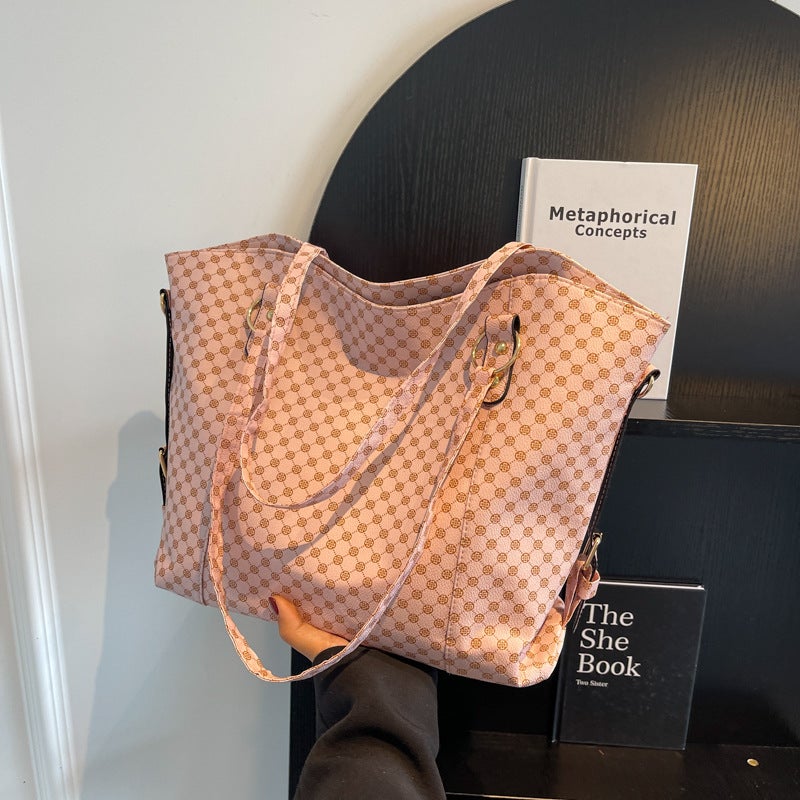 2023 New Large-Capacity Casual Simple Commuter Tote Bag Elegant Fashion Women'S Bag Chessboard Plaid Shoulder Messenger Bag - Image 2