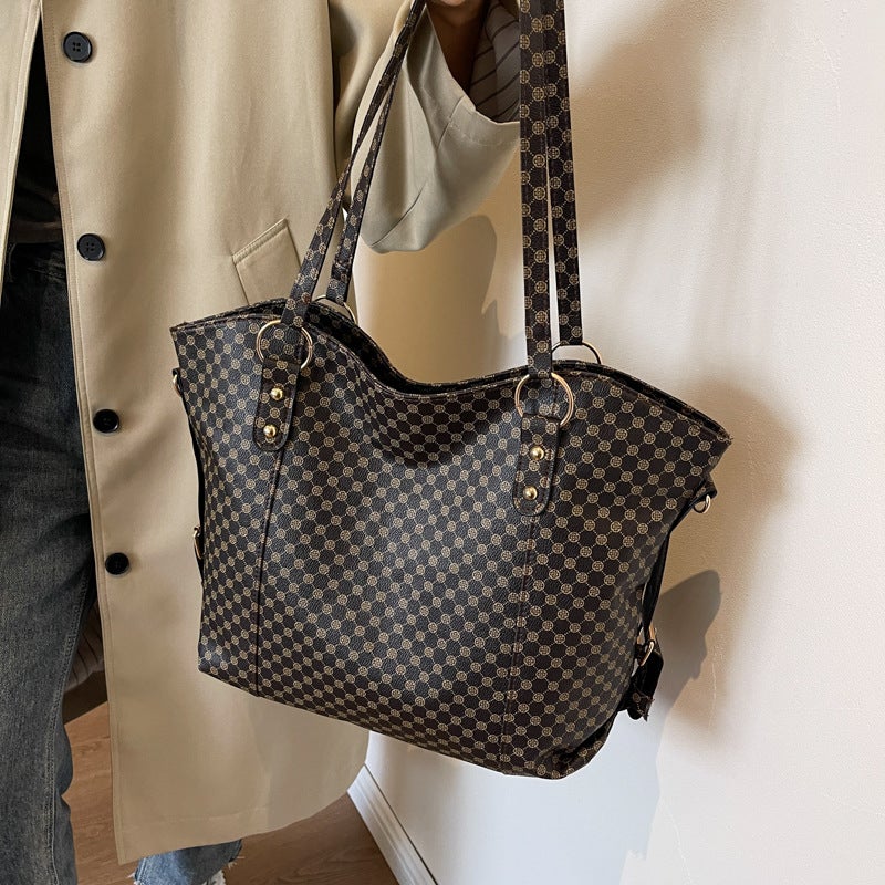 2023 New Large-Capacity Casual Simple Commuter Tote Bag Elegant Fashion Women'S Bag Chessboard Plaid Shoulder Messenger Bag - Image 3