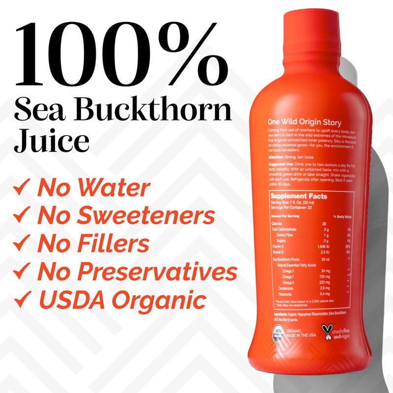 sibu Omega 7 Pure, 100% Pure Sea Buckthorn Juice (32 oz), USDA Organic – Boosts Immune System, Supports Cardiovascular Health, Amazing for Skin Hair and Nails - Image 5