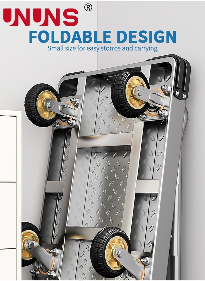 Foldable Steel Panel Truck,Heavy Duty Drywall Cart Platform Truck Flat Cart,2000lbs,4" Swivel Brake Casters,With 1Front,18X24 INCH,Silver