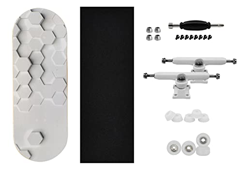 Teak Tuning 34mm Pro Fingerboard Heat Transfer Graphic Complete - Fully Assembled with Pro Level Parts - Pro Shaped Wood Deck (34x97mm), UltraSpin Wheels, Prodigy Trucks - Raised Hexagons - Image 4