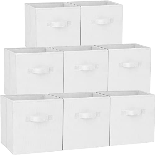Criusia Storage Cubes - 11 Inch Heavy Duty Fabric Storage Bins for Shelves Closet Cube Organizer - 8 Pack Collapsible Cube Storage Bins Baskets for Clothes Blankets Toys - Nursery Organization (White) - Image 1
