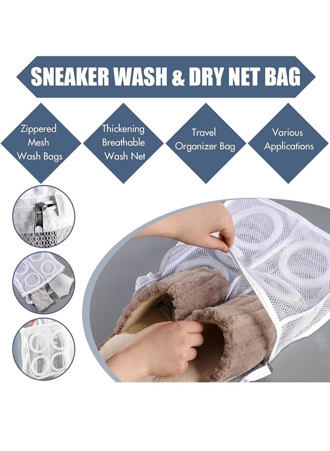 Shoe Wash Bags, Large Capacity and Portable, Wash & Dry Wash & Dry Net Bag, Bag, Reusable Mesh Shoe Laundry Bags, Washing Machine Shoe Care Laundry Bag, With Foam Ring Protection & Zipper, Wash Bags for Sneakers and Delicates (36*30*12cm, White)  - Image 5
