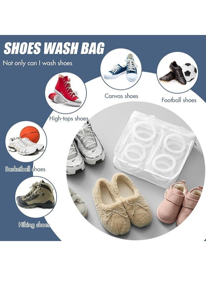 Shoe Wash Bags, Large Capacity and Portable, Wash & Dry Wash & Dry Net Bag, Bag, Reusable Mesh Shoe Laundry Bags, Washing Machine Shoe Care Laundry Bag, With Foam Ring Protection & Zipper, Wash Bags for Sneakers and Delicates (36*30*12cm, White) - Image 3
