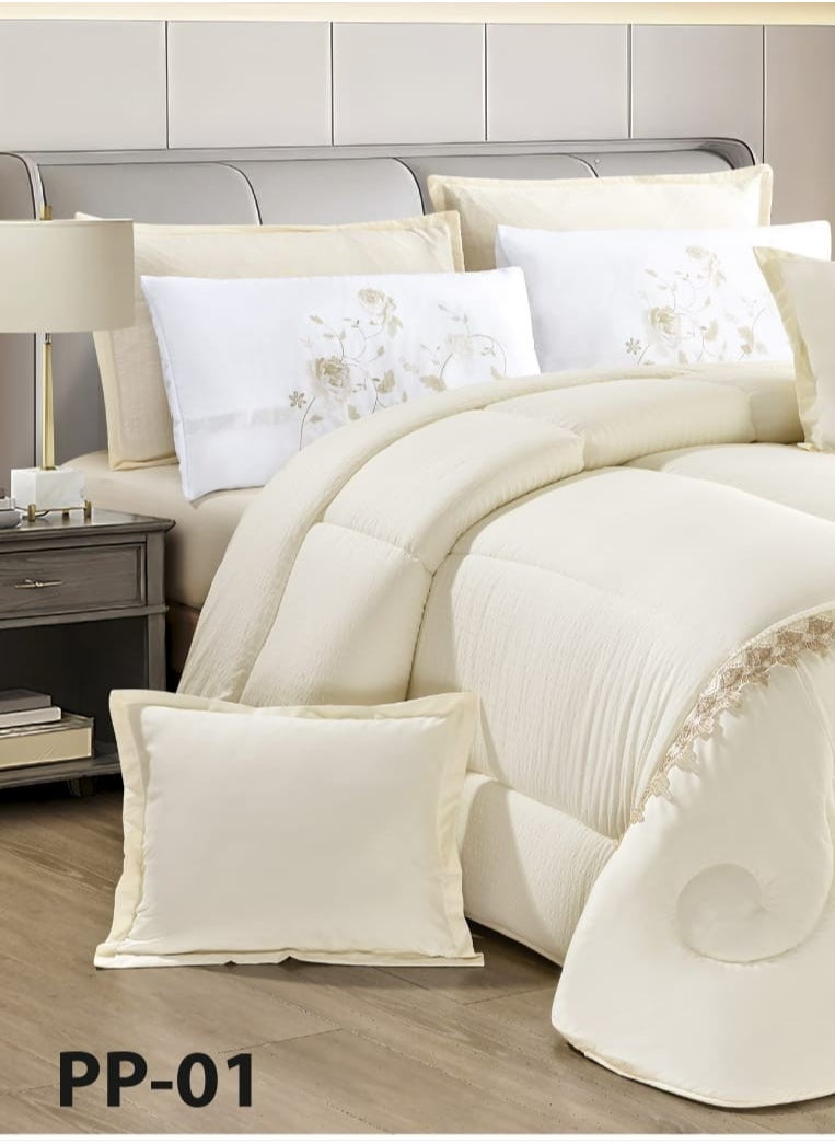 Moon - Summer Bedspread 8 Pieces Two Doubles Elegant Design With Lace Line Suitable For a Bed Size Of 200x200 And a Quilt Size Of 230x250 CM - Image 1