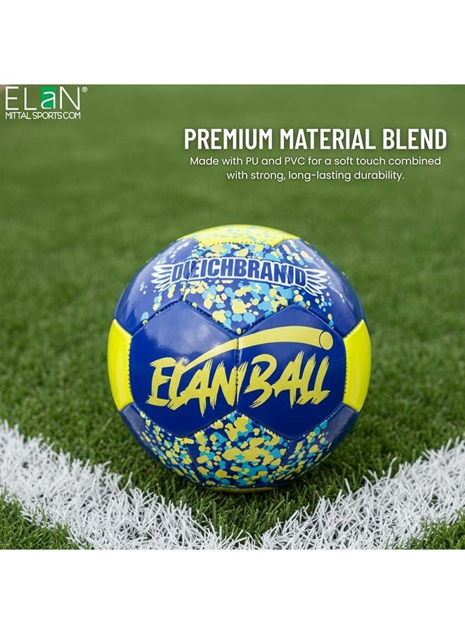 Elan Elan Flunky Official Size 5 PVC Football – Blue, Yellow & Orange Durable Stitched Soccer Ball with High Bounce and Reinforced Outer Cover, Ideal for Outdoor Practice and Competitive Play - Premium Balls for Performance, Durability and Everyday Use - Image 3