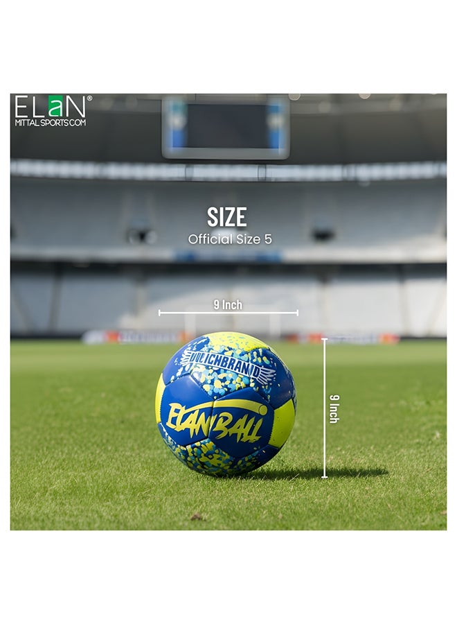 Elan Elan Flunky Official Size 5 PVC Football – Blue, Yellow & Orange Durable Stitched Soccer Ball with High Bounce and Reinforced Outer Cover, Ideal for Outdoor Practice and Competitive Play - Premium Balls for Performance, Durability and Everyday Use - Image 5