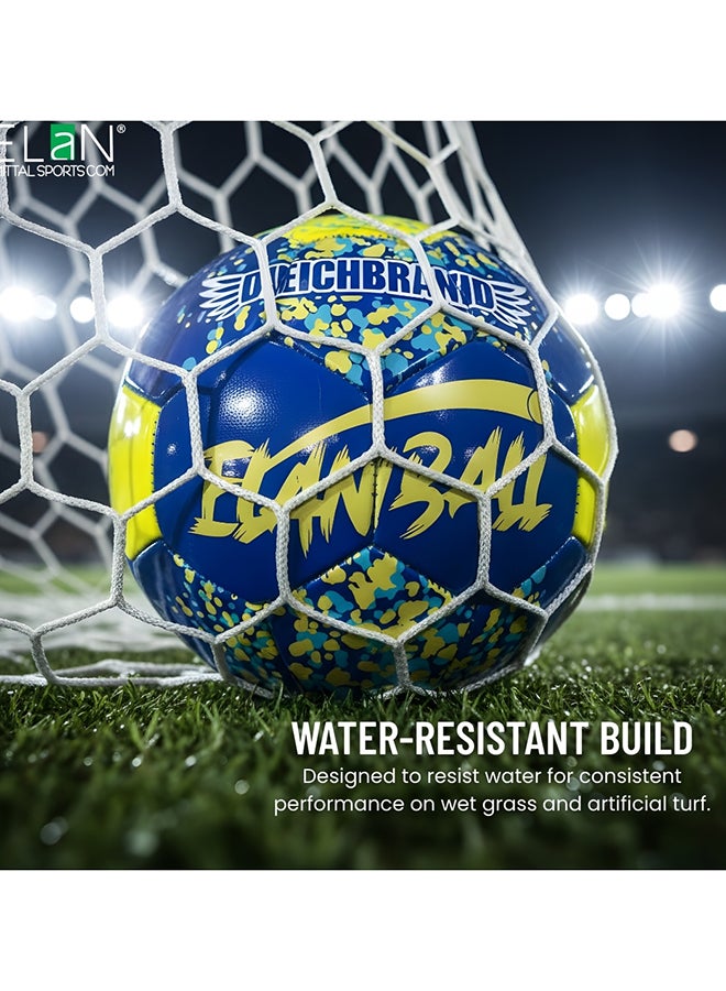 Elan Elan Flunky Official Size 5 PVC Football – Blue, Yellow & Orange Durable Stitched Soccer Ball with High Bounce and Reinforced Outer Cover, Ideal for Outdoor Practice and Competitive Play - Premium Balls for Performance, Durability and Everyday Use - Image 2