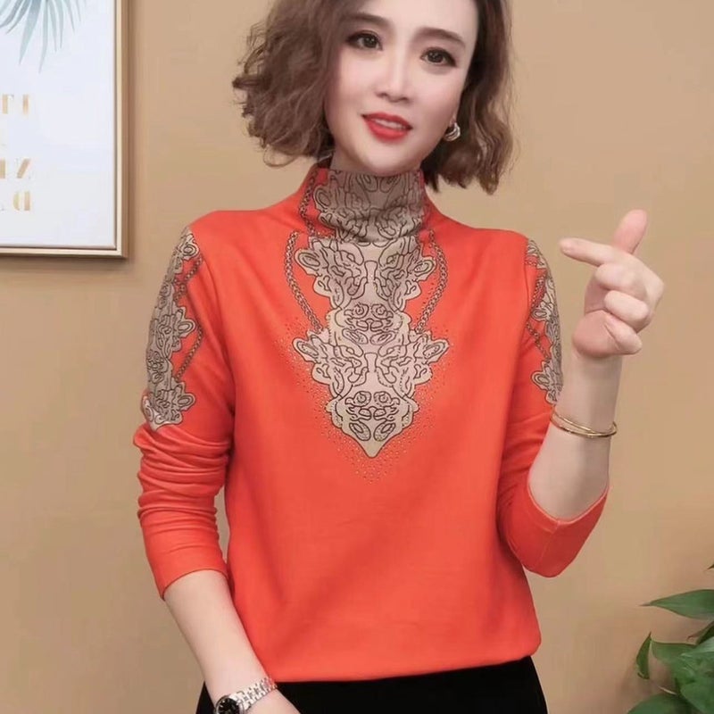 New Velvet And Velvet Half Turtleneck Bottoming Shirt, Fashionable, Warm And Casual, Thickeneded Long-Sleeved Shirt Top - Image 4