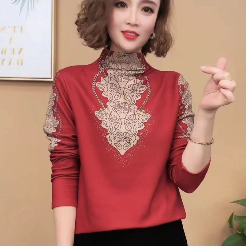 New Velvet And Velvet Half Turtleneck Bottoming Shirt, Fashionable, Warm And Casual, Thickeneded Long-Sleeved Shirt Top - Image 2