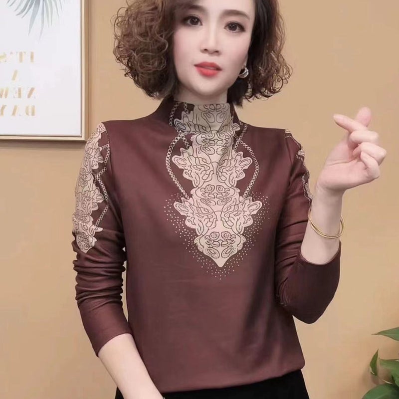 New Velvet And Velvet Half Turtleneck Bottoming Shirt, Fashionable, Warm And Casual, Thickeneded Long-Sleeved Shirt Top - Image 5