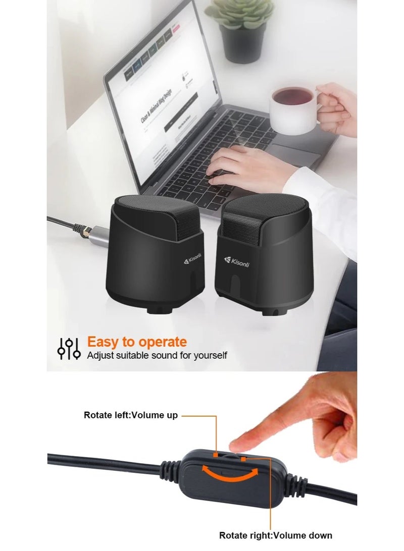 Kisonli K500 USB 2.0 Wired Speaker – Dual Speaker 2.0 with Strong Bass for Gaming & Music - Image 5
