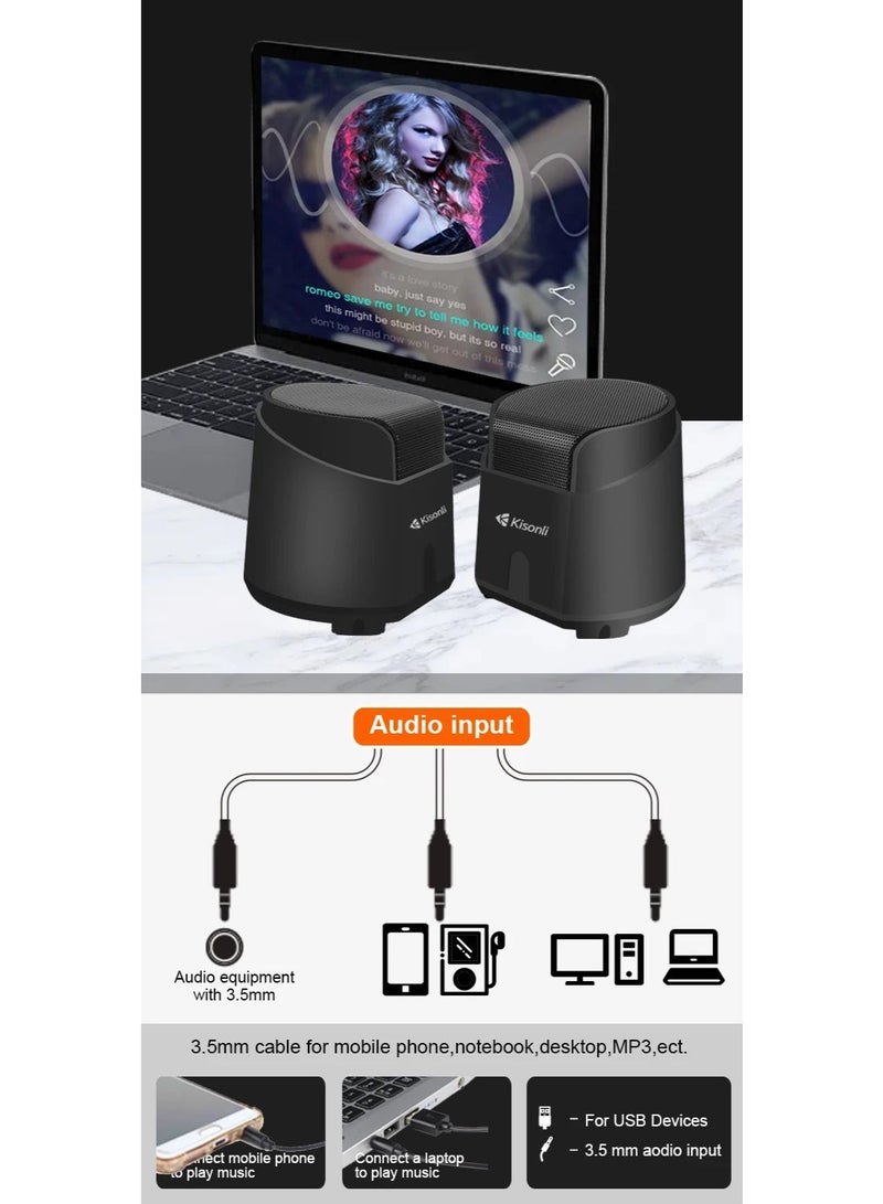 Kisonli K500 USB 2.0 Wired Speaker – Dual Speaker 2.0 with Strong Bass for Gaming & Music - Image 3