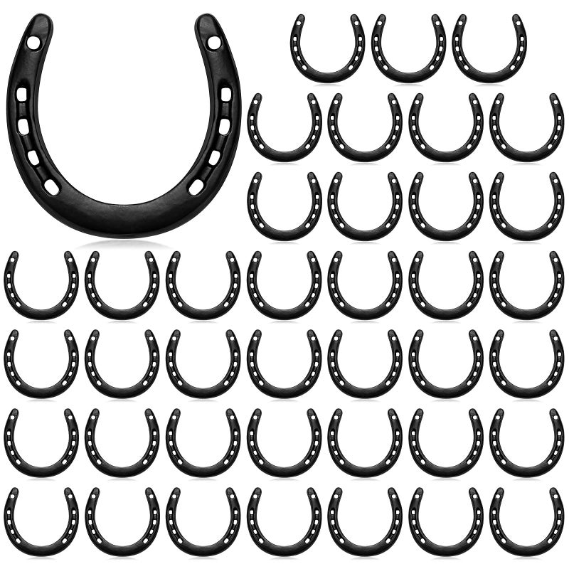 Shimeyao 40 Pcs Horseshoe Bulk Cast Iron 4.5 x 4.3 Inch Horseshoes for Adults Wall Hung Good Luck Handmade Decorations Horse Theme Party Wedding Birthday Supplies (Black) - Image 1