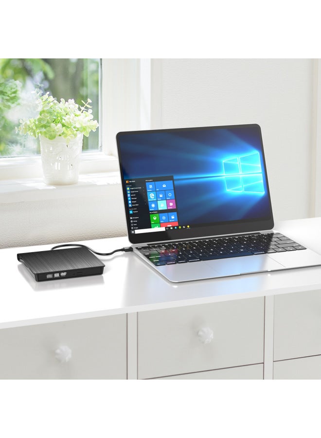 Wire Drawing USB External Optical Drive Box Desktop Computer External Notebook Mobile DVD Burner Outlet-Color:White Brushed-Specifications:DVD Read  - Image 4
