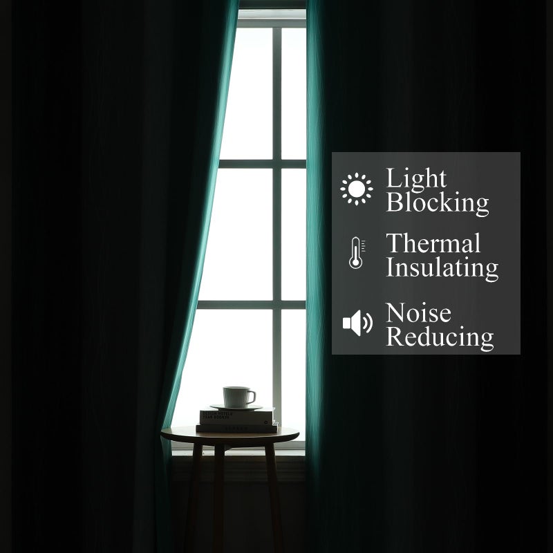 Estelar Textiler Navy Blue and Teal Blackout Curtains 72 Inch Length 2 Panels Set  Full Room Darkening Grommet Ombre Curtains for Bedroom  Thermal Insulated Light Blocking Gradient Drapes  52Wx72L - Image 3