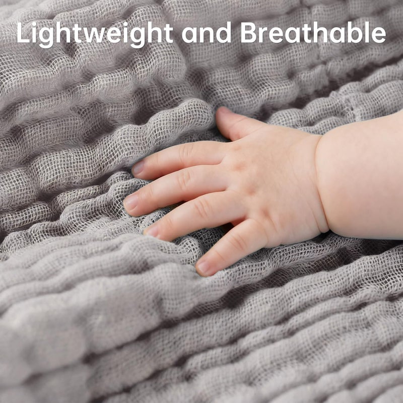 Bear Rocket Organic Muslin Baby Washcloths 6 Pack Baby Bath Face Towel 12x12 Inch Extra Absorbent and Soft Burp Cloth and Wash Cloths for Newborn-Infants On Sensitive Skin (White Grey Brown) - Image 2