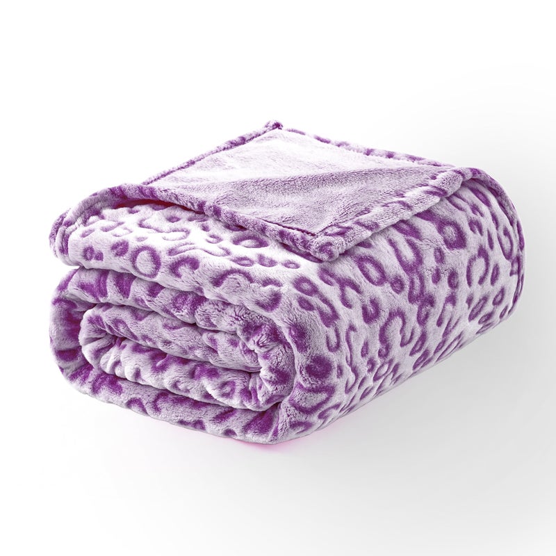 Excervent 3D Leopard Flannel Fleece Throw Blanket  280 GSM Lightweight Cheetah Blanket for Couch Sofa Bed  Super Soft Cozy Warm Blankets  50x40 inches  Puple - Image 5