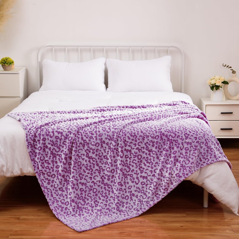 Excervent 3D Leopard Flannel Fleece Throw Blanket  280 GSM Lightweight Cheetah Blanket for Couch Sofa Bed  Super Soft Cozy Warm Blankets  50x40 inches  Puple - Image 4