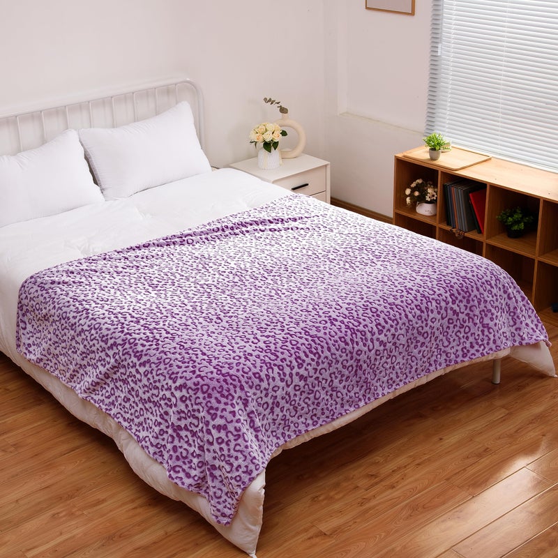 Excervent 3D Leopard Flannel Fleece Throw Blanket  280 GSM Lightweight Cheetah Blanket for Couch Sofa Bed  Super Soft Cozy Warm Blankets  50x40 inches  Puple - Image 3