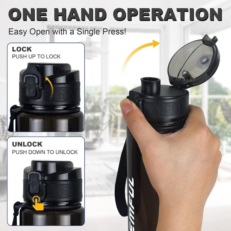 GEMFUL Water Bottle with Chug Cap Removable Straw Lightweight, Leakproof and BPA-Free for School Boys Girls - Image 3