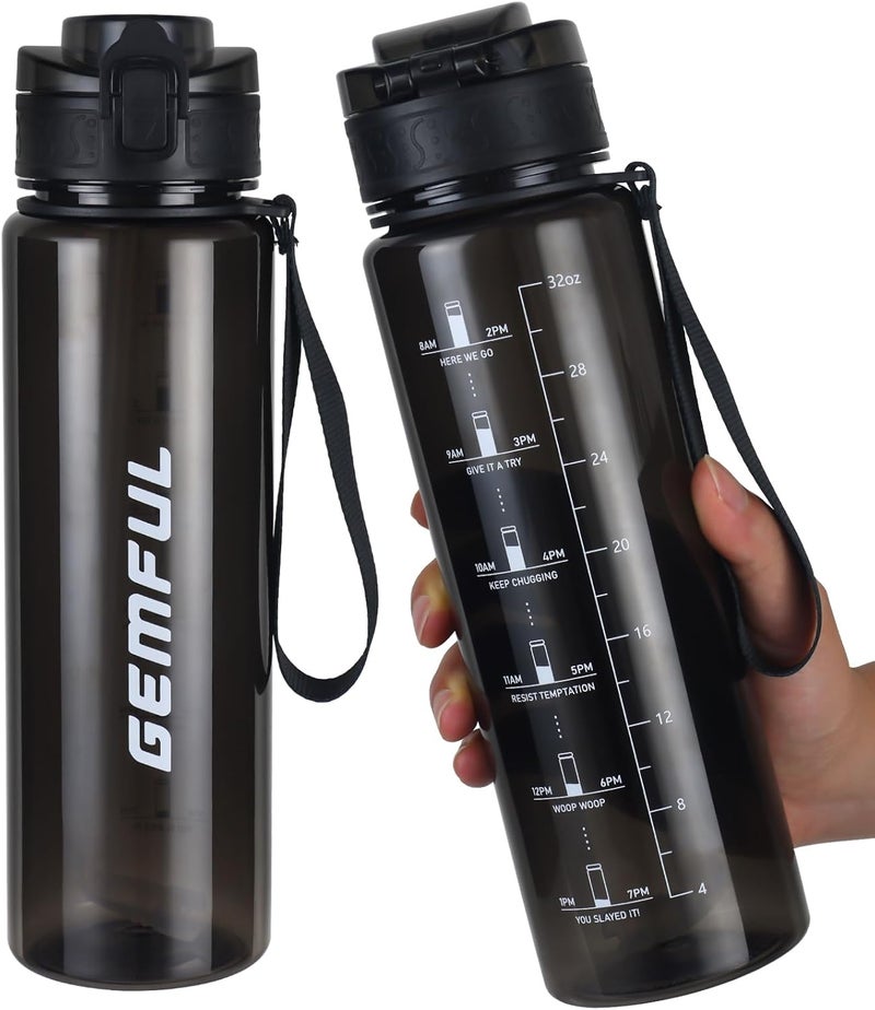 GEMFUL Water Bottle with Chug Cap Removable Straw Lightweight, Leakproof and BPA-Free for School Boys Girls - Image 1