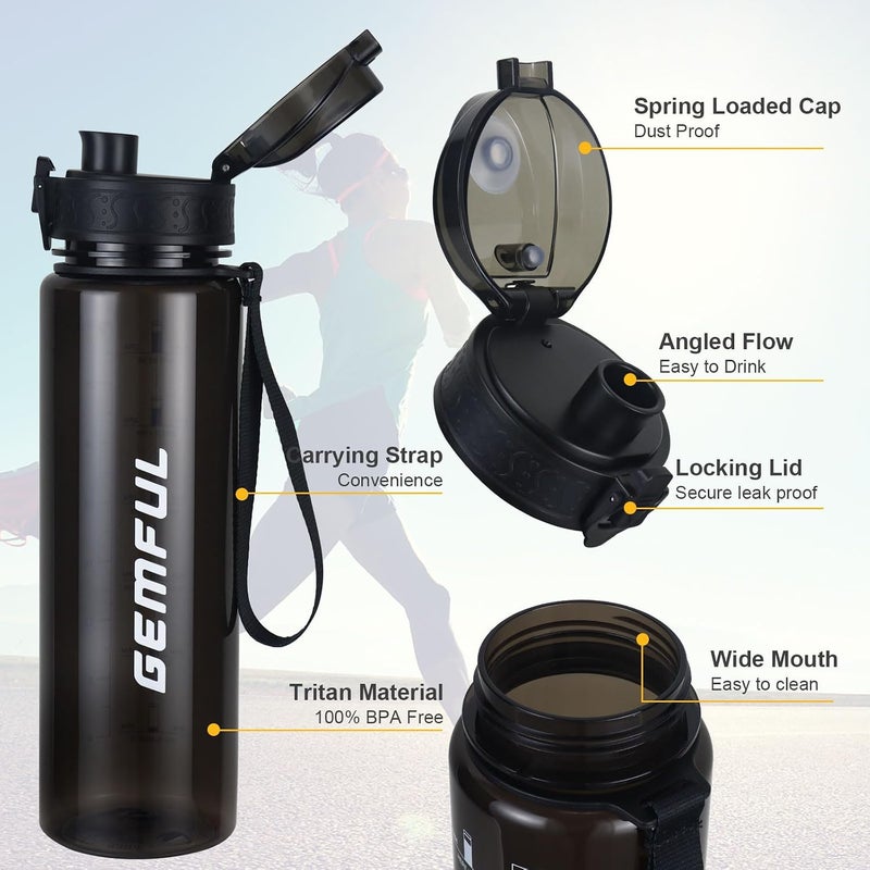 GEMFUL Water Bottle with Chug Cap Removable Straw Lightweight, Leakproof and BPA-Free for School Boys Girls - Image 4