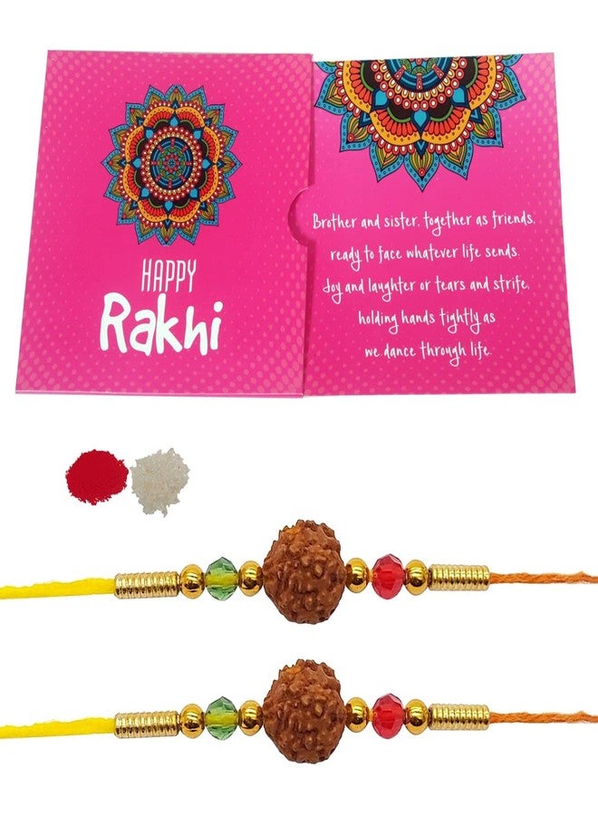 iberry's Rakhi Gift Pack with Set of Two Rakhi & Rakshabandhan Card and Roli Chawal for Brother|rakhi for brother (0303)-Best Gift from Sister - Image 1