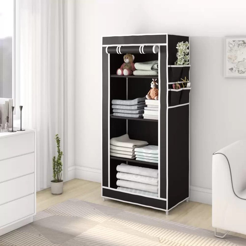RAXON WORLD Aluminum Wardrobe Organizer For ClothesAlmirah For ClothesBedroom Organiser With 4 LayerBlack Diy - Image 1