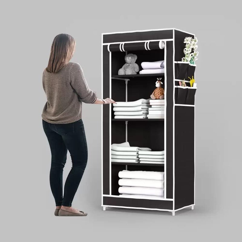 RAXON WORLD Aluminum Wardrobe Organizer For ClothesAlmirah For ClothesBedroom Organiser With 4 LayerBlack Diy - Image 4