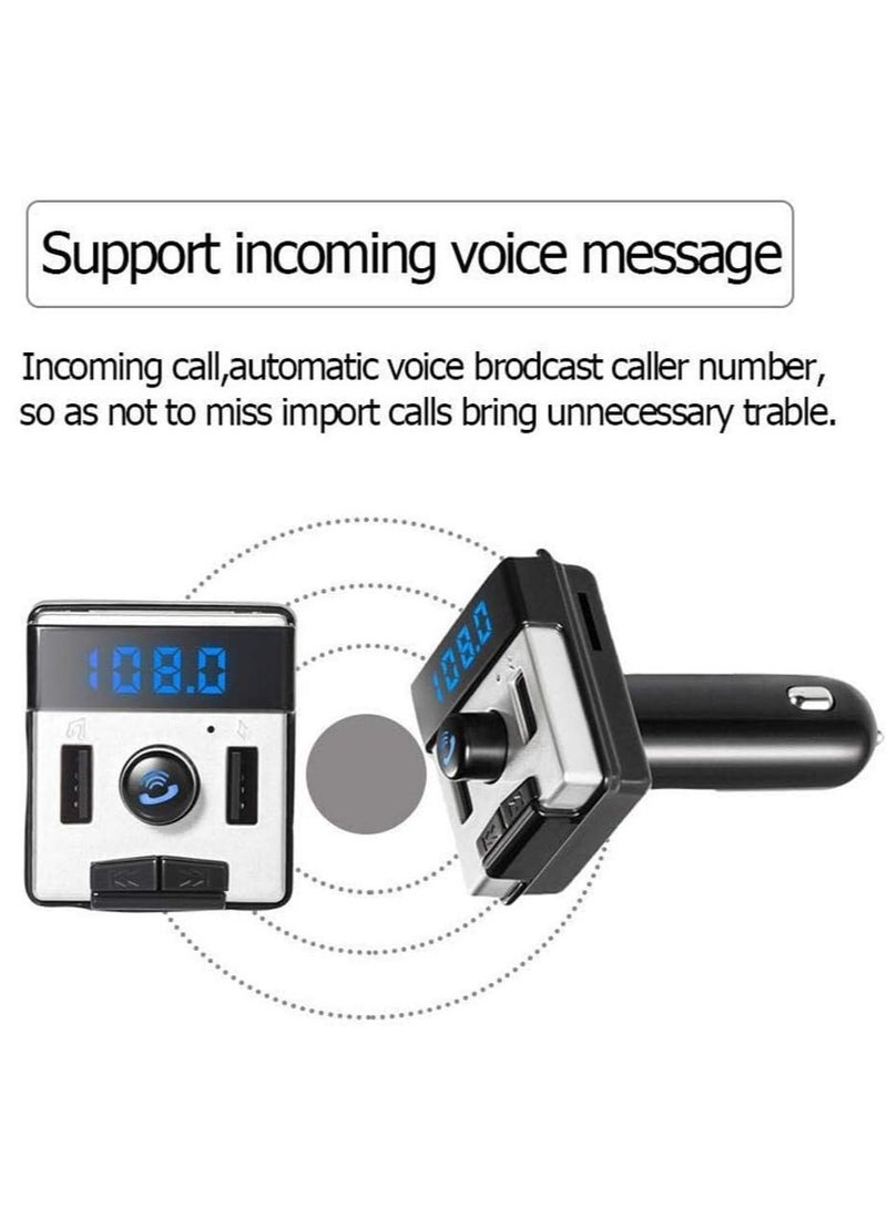 ELTRAZONE Bluetooth Car FM Transmitter with Fast Dual USB charger Hands free calling, Black, DZ- 595KWD - Image 3