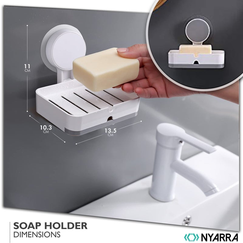 Nyarra Soap Holder for Bathroom, Non-Drill Wall Mount Magic Sticker Self Adhesive Soap Stand for Bathroom with Removable Drain Tray [NR-1348] acrylonitrile butadiene styrene abs - Image 3
