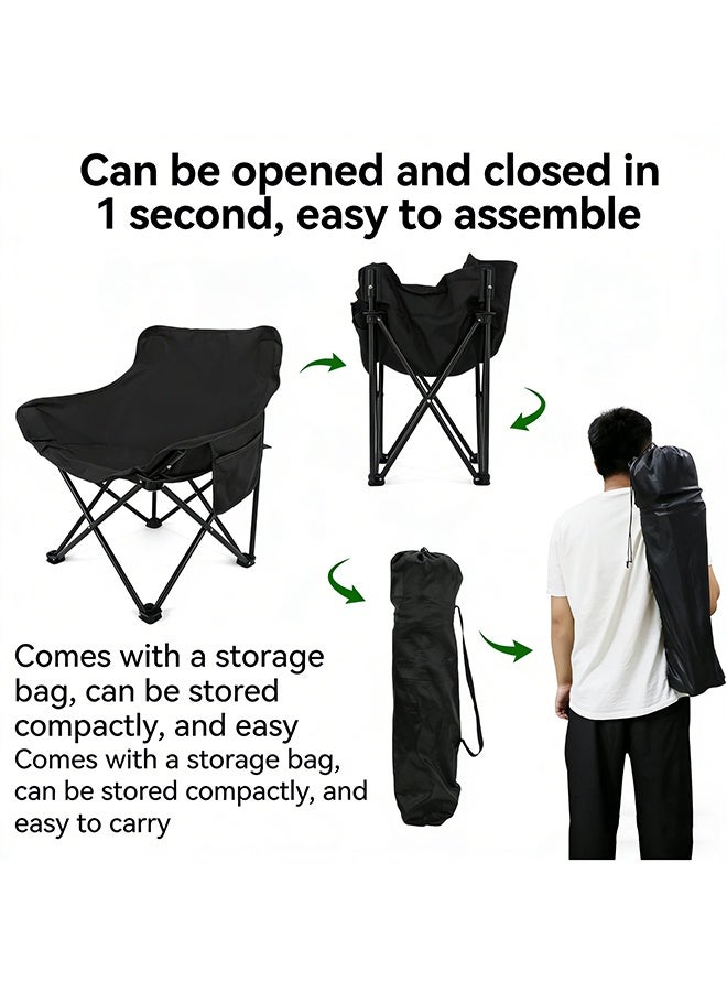 RollsTimi  Outdoor Folding Chair Camping Portable Folding Deck Chair Fishing Chair Small Stool Camping Equipment,Black - Image 5