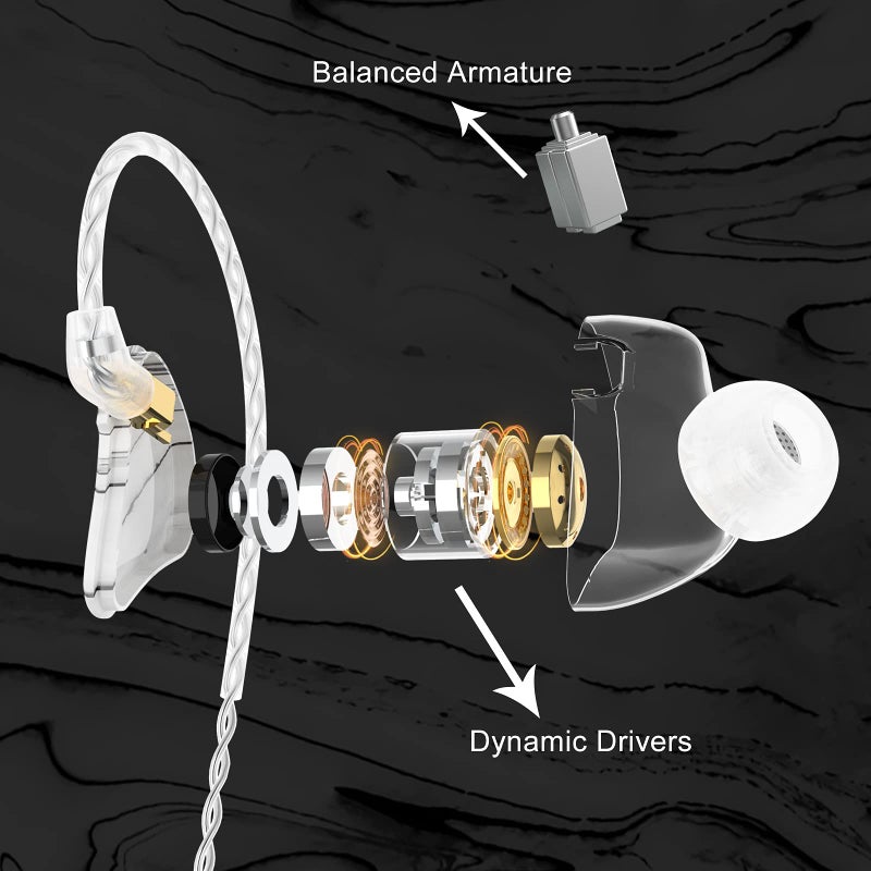 BASN MMCX Triple Driver in-Ear Monitors with Rich Bass, HiFi Stereo IEM Earphones with Upgraded Detachable Cables for Audiophiles Musicians (Porcelain White) - Image 2