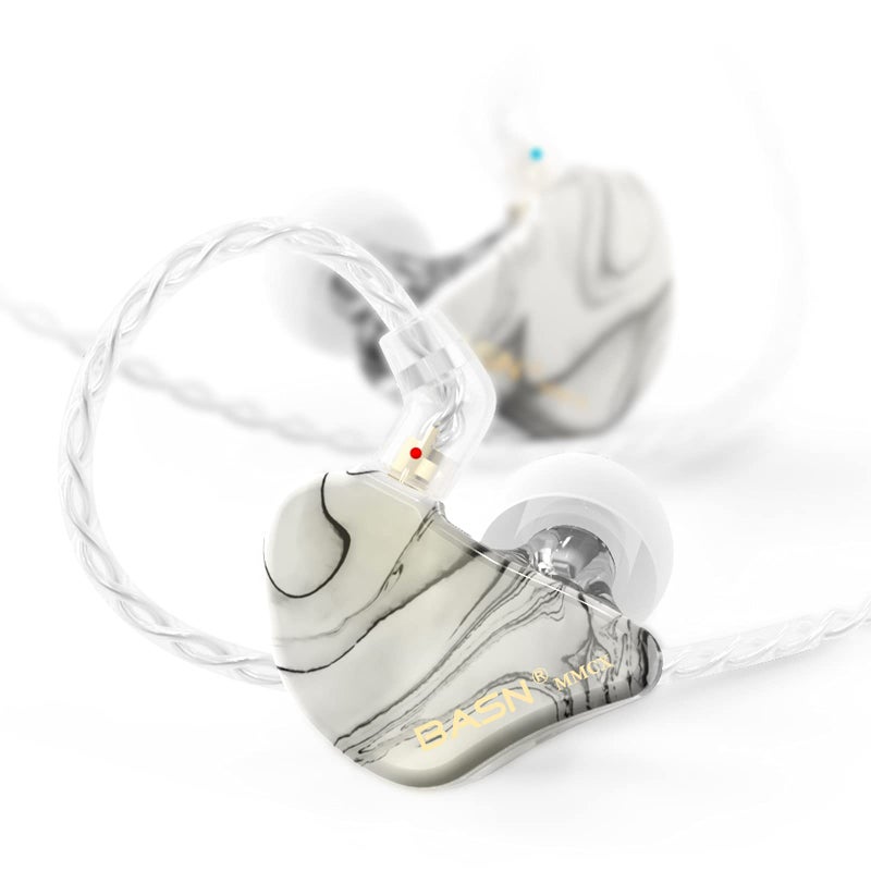 BASN MMCX Triple Driver in-Ear Monitors with Rich Bass, HiFi Stereo IEM Earphones with Upgraded Detachable Cables for Audiophiles Musicians (Porcelain White) - Image 1