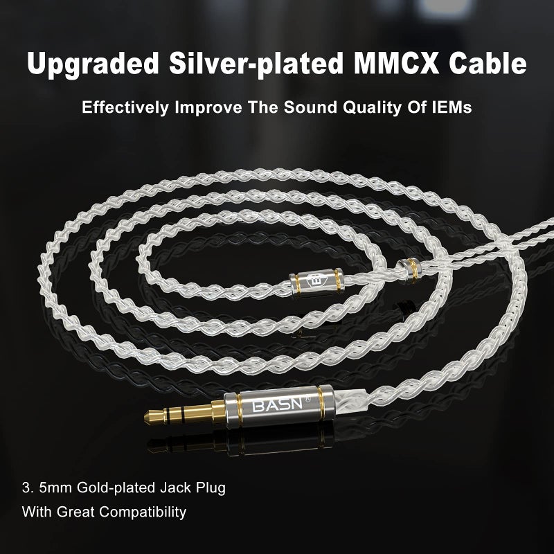 BASN MMCX Triple Driver in-Ear Monitors with Rich Bass, HiFi Stereo IEM Earphones with Upgraded Detachable Cables for Audiophiles Musicians (Porcelain White) - Image 5