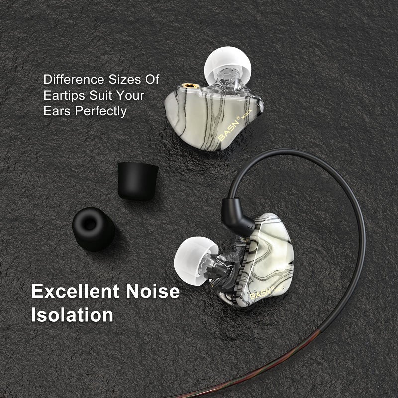 BASN MMCX Triple Driver in-Ear Monitors with Rich Bass, HiFi Stereo IEM Earphones with Upgraded Detachable Cables for Audiophiles Musicians (Porcelain White) - Image 3
