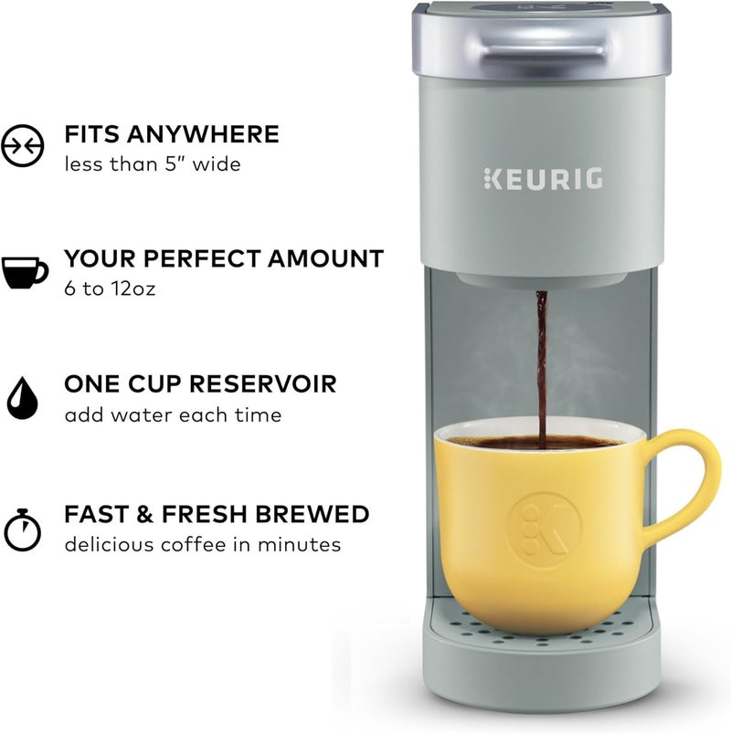 Keurig صانعة القهوة K-Mini ذات الكوب الواحد، حجم التحضير من 6 إلى 12 أونصة، مع تخزين السلك، مثالية للمساحات الصغيرة، رمادي استوديو - Image 1