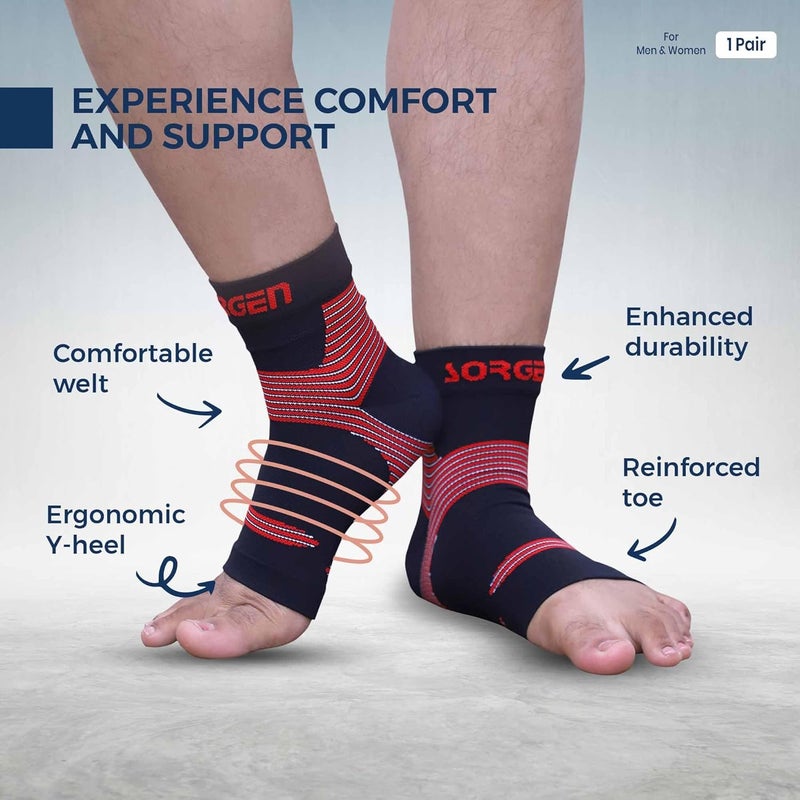 Sorgen Compression Compression Ankle Sleeve | Ankle Socks for Plantar Fasciitis, Arch Support, Foot & Ankle Swelling, Achilles Tendon, Heel Pain, Injury Recovery. (LARGE) - Image 2
