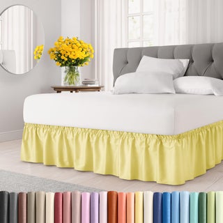 Wrap Around Dust Ruffle Bed Skirt  Yellow  for Queen Size Beds with 15 Inch Drop  Easy Fit Elastic Strap  Adjustable Pleated Bedskirt wBrushed Fabric Wrinkle Free  for Women Men Kids  Teens - pzsku/Z93039BC62B2276577ACFZ/45/1749491173/2ff6ee0c-0958-4b61-96db-ea5326c395ee