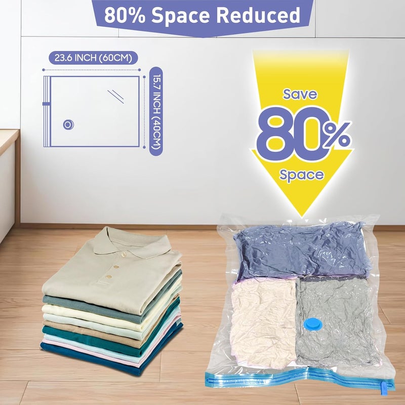 Dipoo 10 Pack Small Vacuum Storage Bags with Hand Pump, 80% Storage Space Saving, Sturdy Leak-Free Space Saver Vacuum Seal Bags for Clothing, Vacuum Compression Bags for Travel Lugggage - Image 2