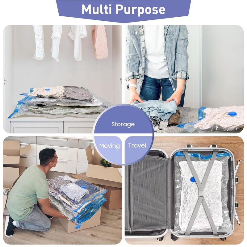 Dipoo 10 Pack Small Vacuum Storage Bags with Hand Pump, 80% Storage Space Saving, Sturdy Leak-Free Space Saver Vacuum Seal Bags for Clothing, Vacuum Compression Bags for Travel Lugggage - Image 4