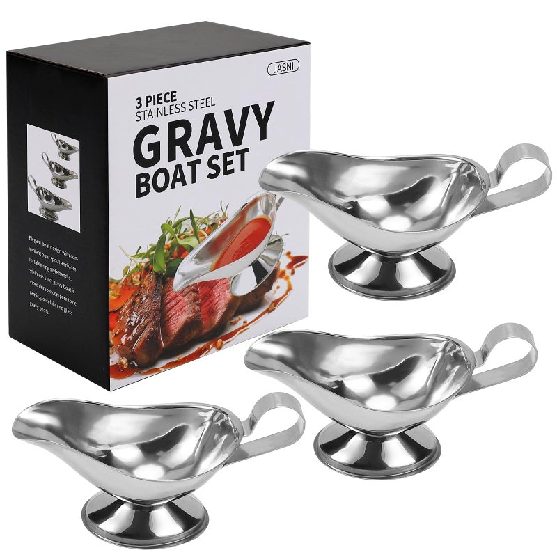 Jasni Liu الفولاذ المقاوم للصدأ 3 أونصة مرق عصير دلو طبق تحميص طبق صوص 3 عبوات - Image 1