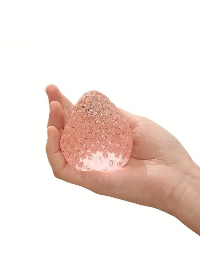 Shiny Transparent Large Strawberry Squeeze Toy Office Desk Decoration Gift For Christmas - Image 1
